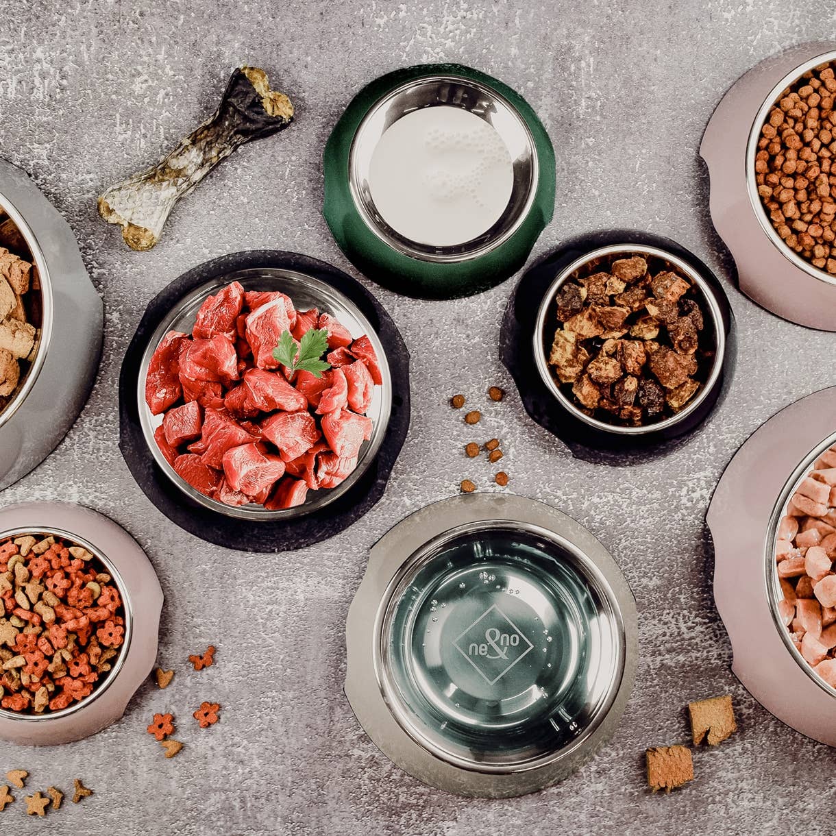 Ne&no® hundskål 2-pack – rostfritt stål & melamin, halkfri och tål maskindisk
