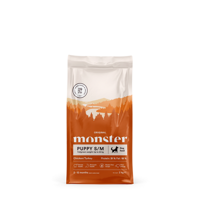 Monster Original Puppy S/M kyckling & kalkon