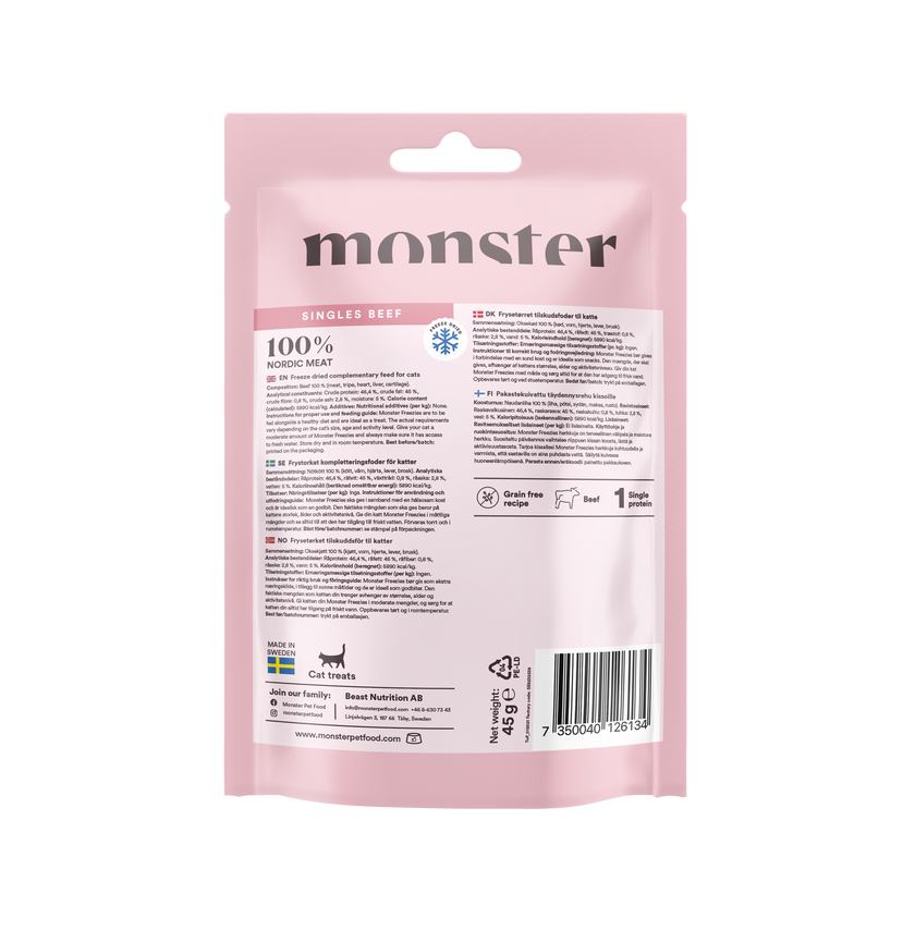 Monster Cat Treats Freezies Beef 45g