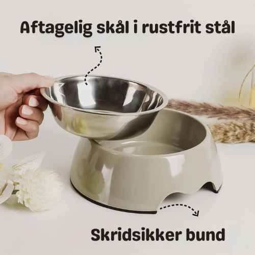 Ne&no® hundskål 2-pack – rostfritt stål & melamin, halkfri och tål maskindisk