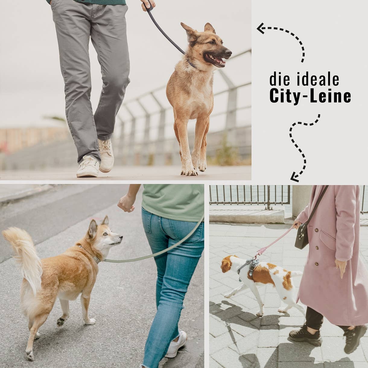 Ne&No® Hundesnor i Reb 170 cm - Fast Hundeline med Læderdetaljer