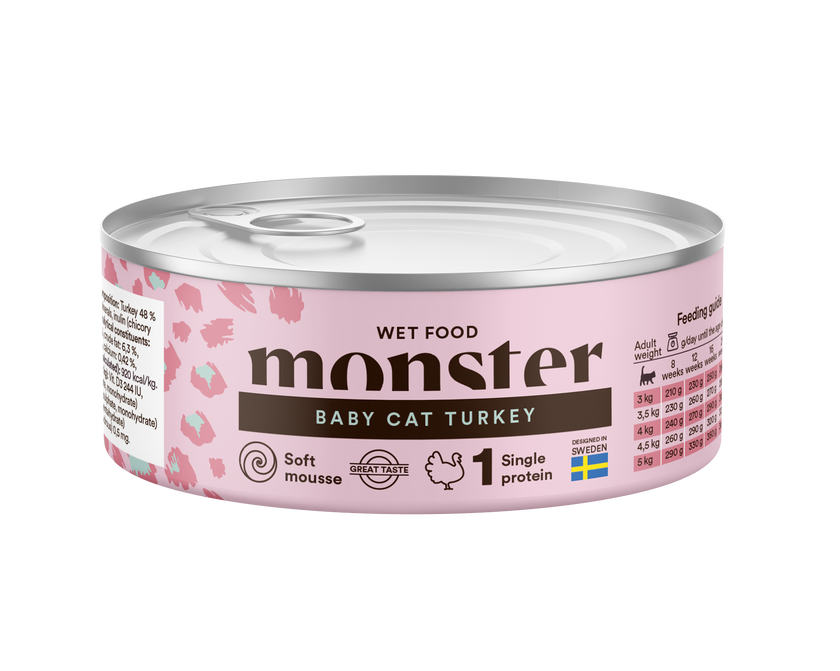 Monster Cat Kitten Vådfoder Single Protein Turkey 100g
