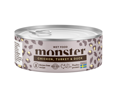 Monster Cat Adult Vådfoder Multi Chicken, Turkey & Duck 100g