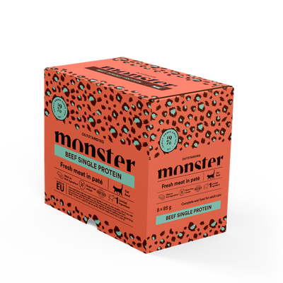 Monster Cat Pouches Adult Beef 85g (8 pack)