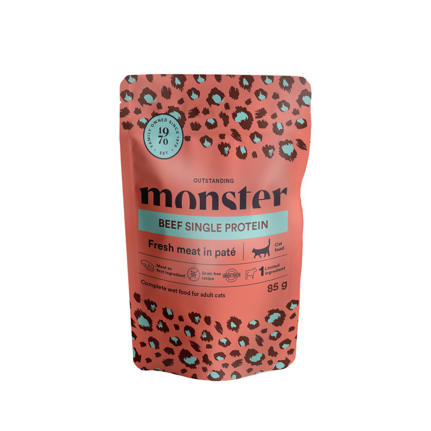 Monster Cat Pouches Adult Beef 85g (16 pack)