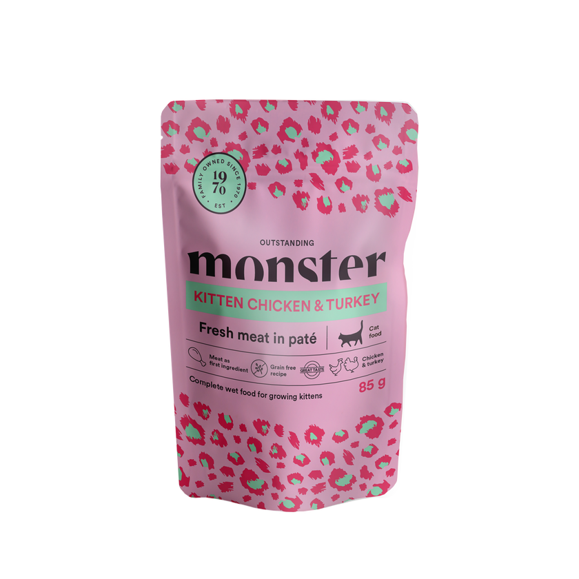 Monster Cat Pouches Kitten Chicken & Turkey 85g (16 pack)