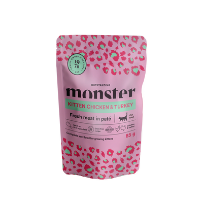 Monster Cat Pouches Kitten Chicken & Turkey 85g (16 pack)