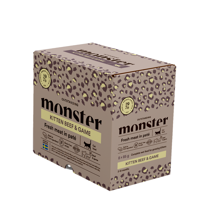 Monster Cat Pouches Kitten Beef/Game 85g (8 pack)