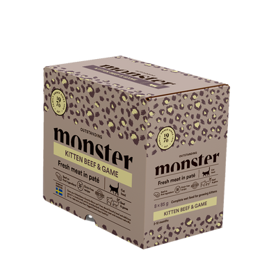 Monster Cat Pouches Kitten Beef/Game 85g (8 pack)