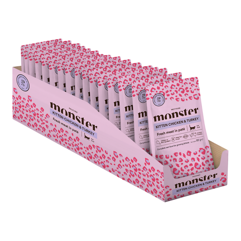 Monster Cat Pouches Kitten Chicken & Turkey 85g (16 pack)