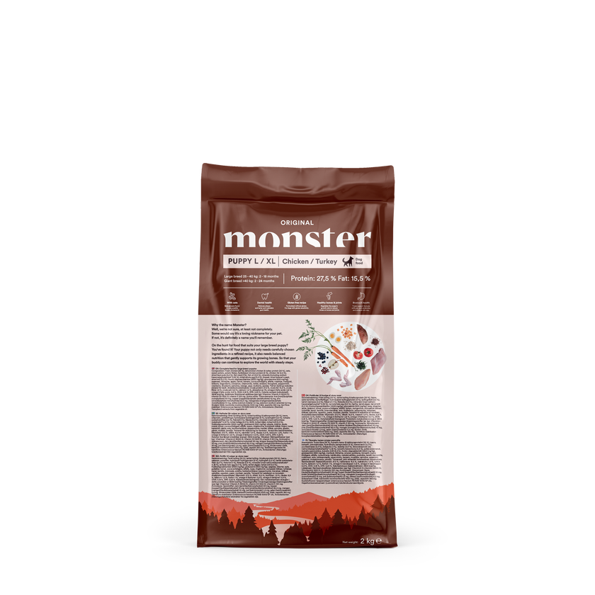 Monster Original Puppy Large Kyckling & Kalkon