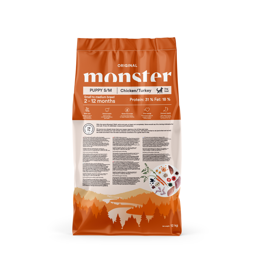 Monster Original Puppy S/M kyckling & kalkon