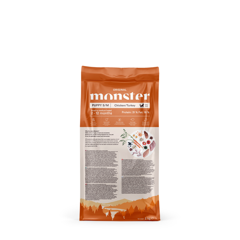 Monster Original Puppy S/M kyckling & kalkon