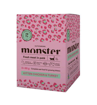 Monster Cat Pouches Kitten Chicken & Turkey 85g (8 pack)