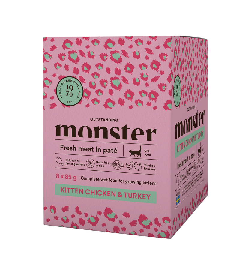 Monster Cat Pouches Kitten Chicken & Turkey 85g (16 pack)