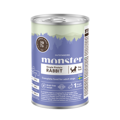 Monster Single Protein Rabbit - Vådfoder 400g