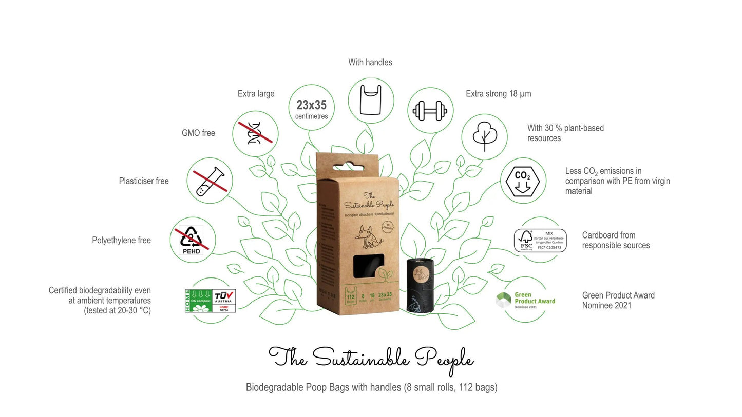 Bionedbrydelige hundeposer med hank (112 poser/boks) - Dapple