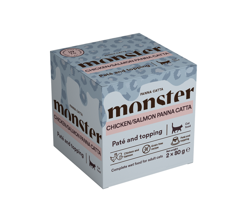 Monster Cat Paté Panna Catta Chicken & Salmon 2-pack 80g (12 pcs)