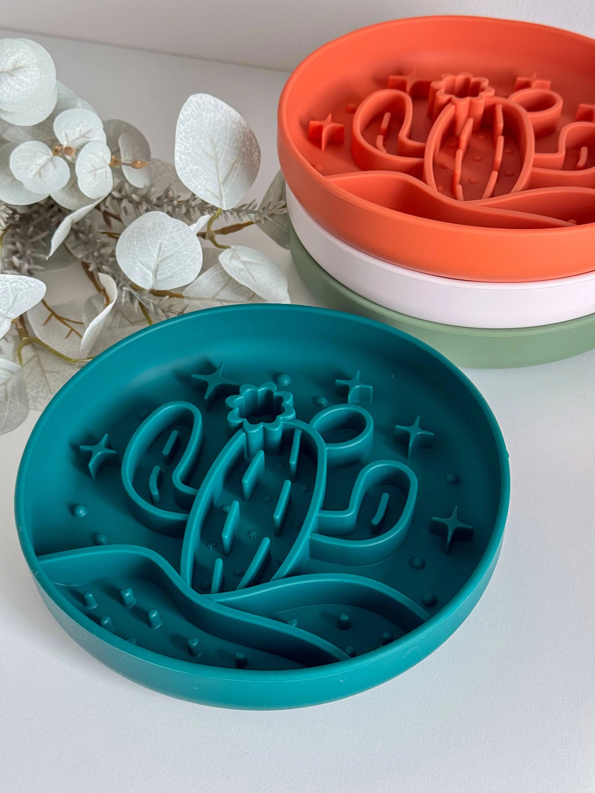 Kaktus Slowfeeder skål/slikkemåtte m. sugekop til hunde og katte - Dapple